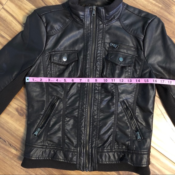 Dark Brown Faux-Leather Bomber Jacket - Picture 13 of 16